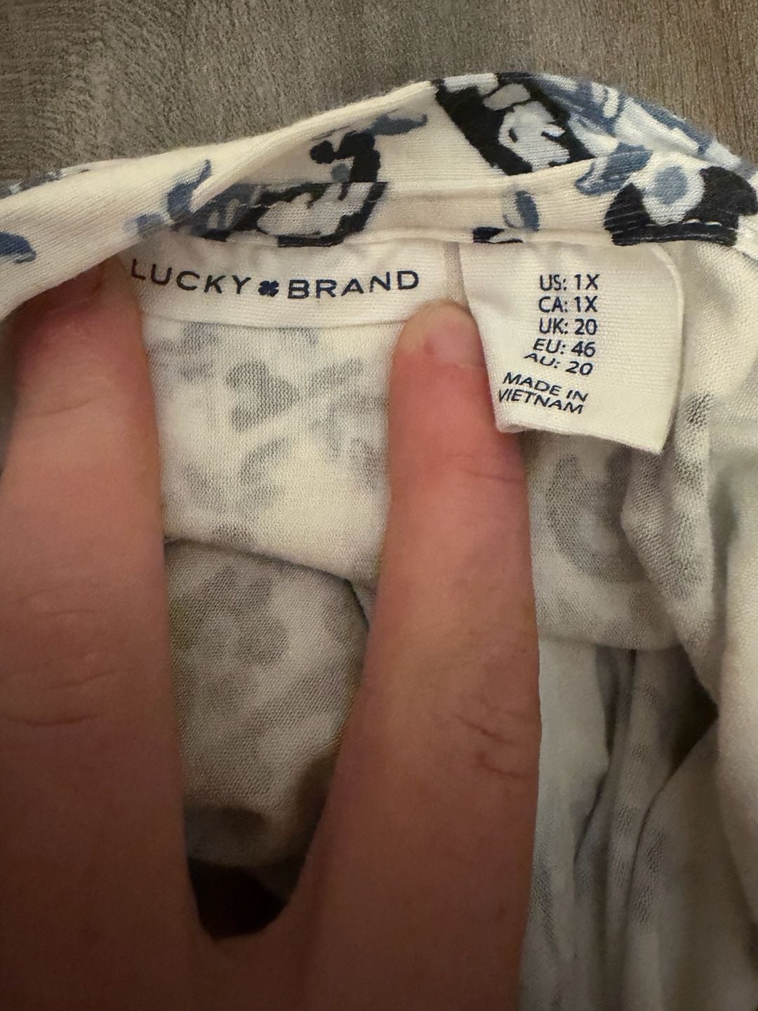 Lucky Brand Dress Size 1X Blue White Paisley Print Short Sleeve 4