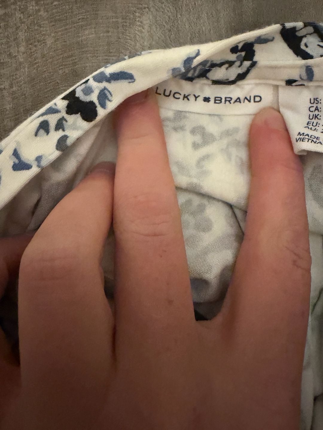 Lucky Brand Dress Size 1X Blue White Paisley Print Short Sleeve 5