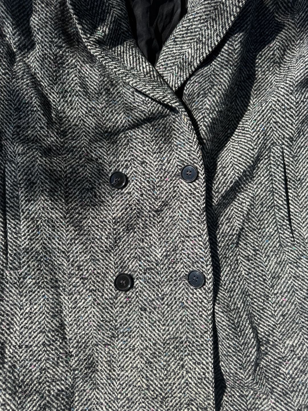 Vintage 90s Academia HerringBone Wool Long Trenchcoat 7