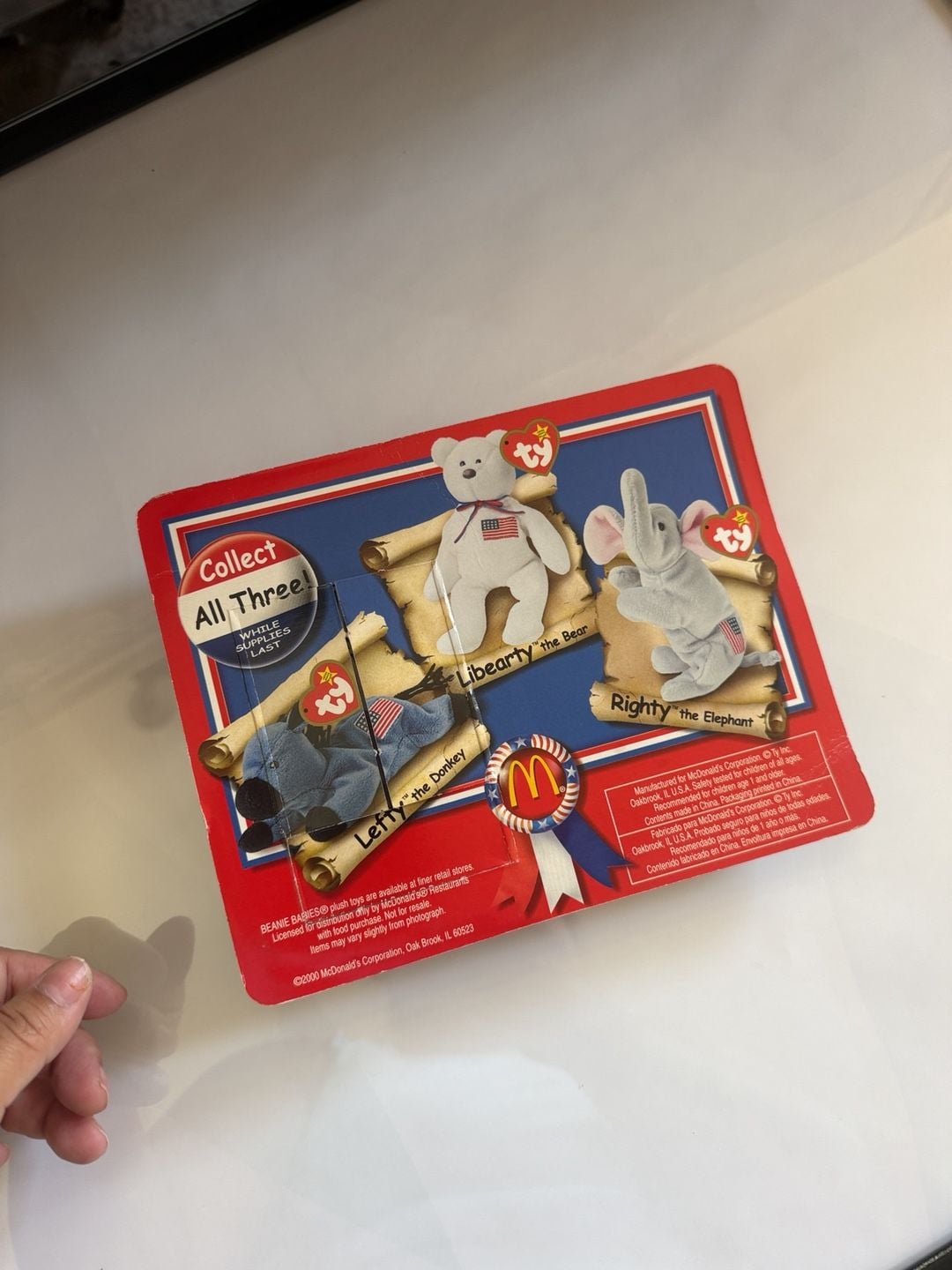 Ty Beanie Babies Lefty The Donkey McDonald's American Trio Sealed 2