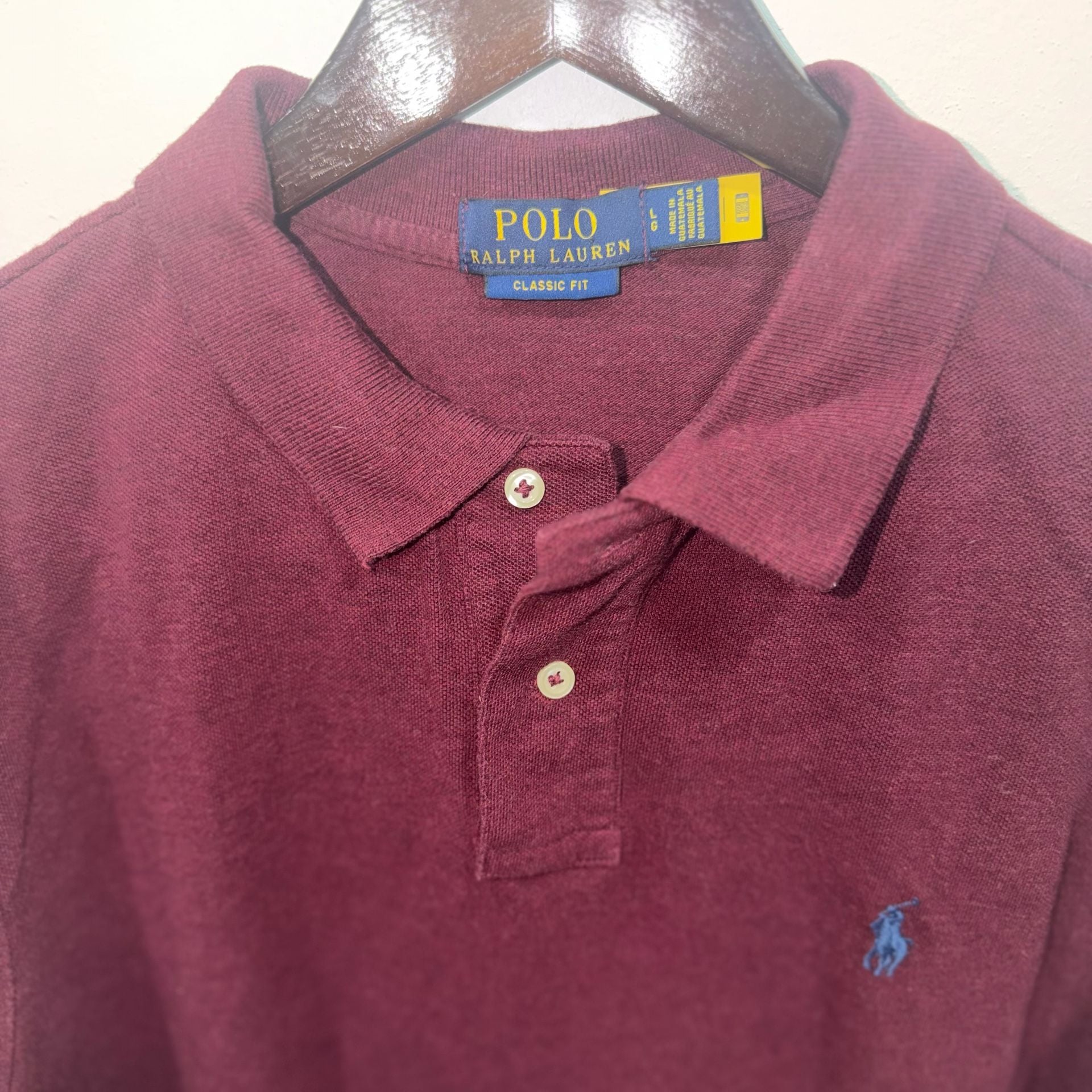 Men Polo Ralph Lauren Classic Fit Long Sleeve Polo Shirt Size L Burgundy 5