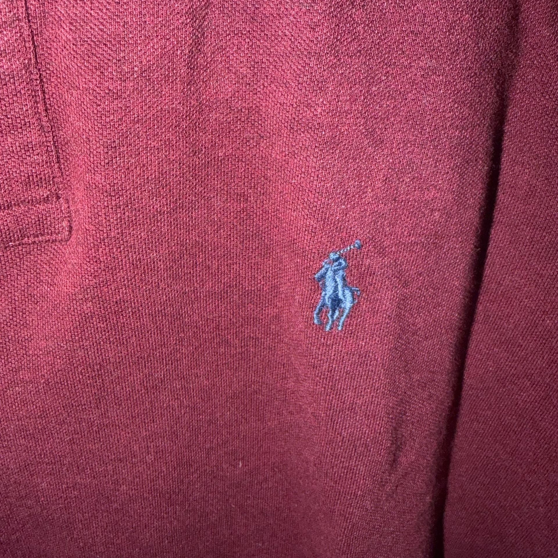 Men Polo Ralph Lauren Classic Fit Long Sleeve Polo Shirt Size L Burgundy 7