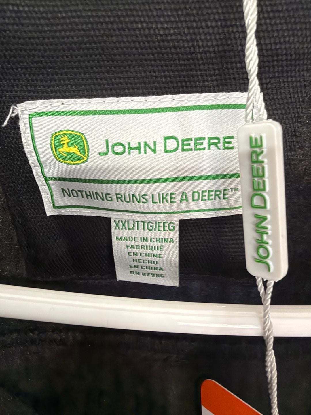 John Deere Canvas Shirt Jacket XXL Black Plaid Lined New With Tags 4
