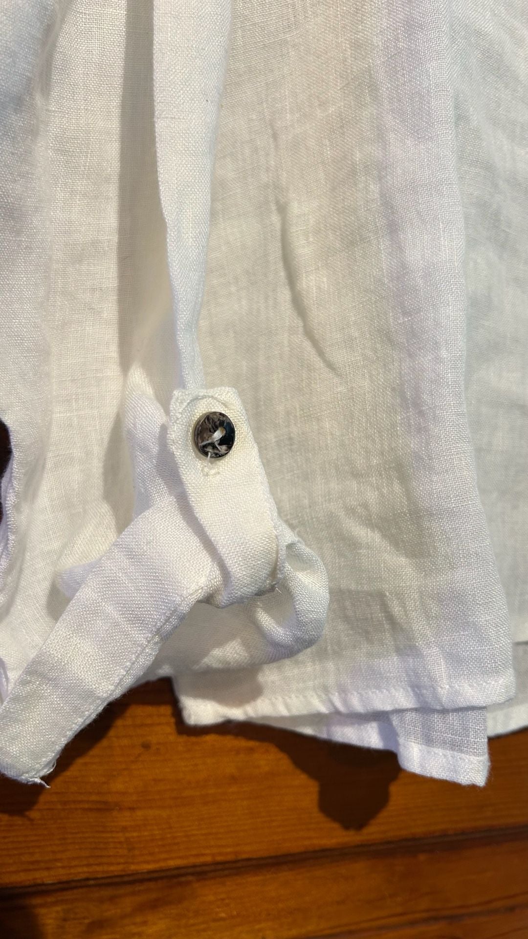 Little Lies Linen Blouse Size M White Long Sleeve Shirt 5