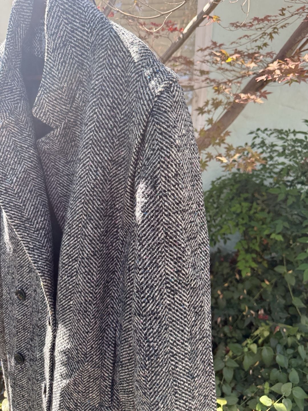Vintage 90s Academia HerringBone Wool Long Trenchcoat 14