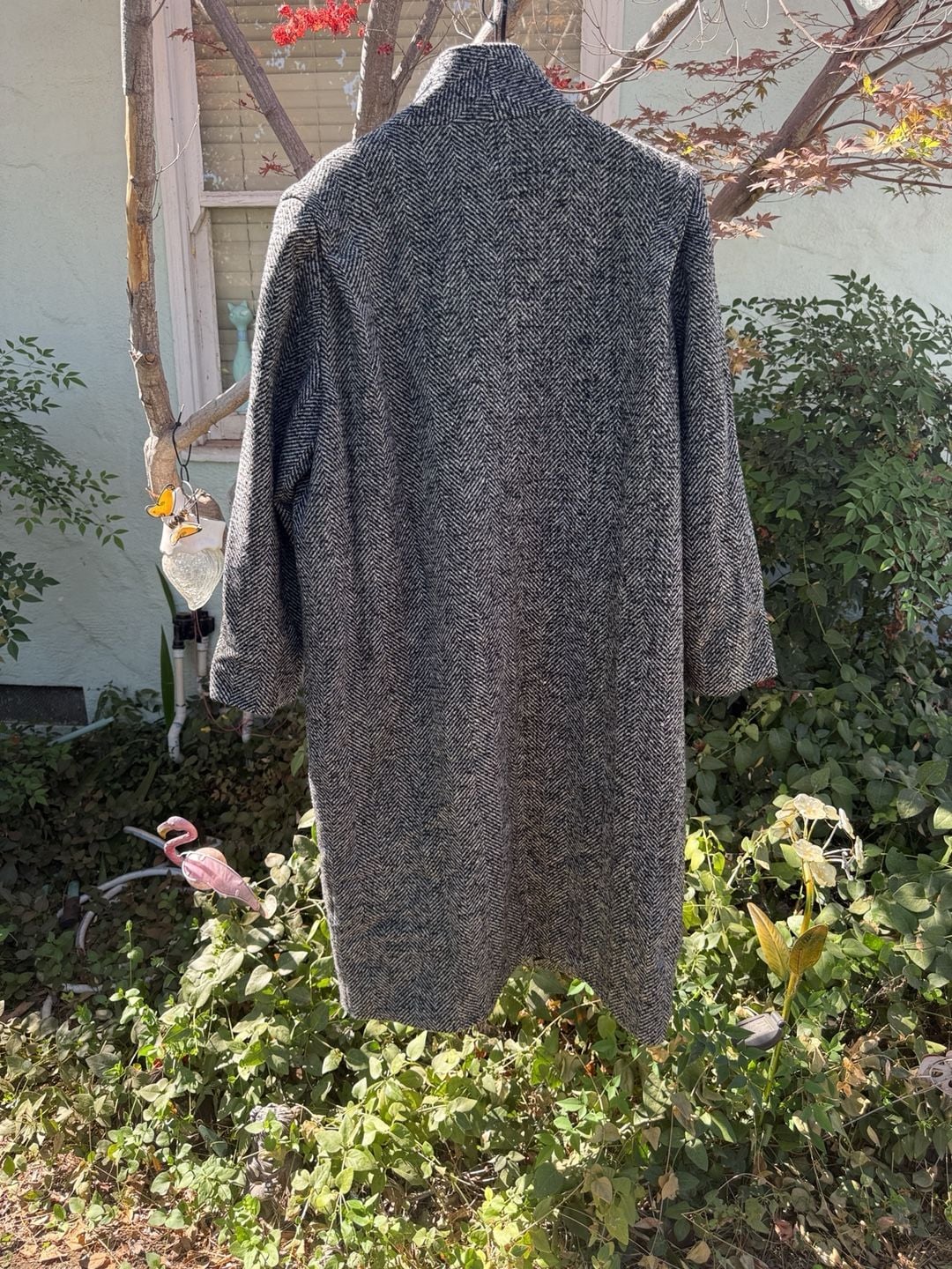 Vintage 90s Academia HerringBone Wool Long Trenchcoat 15