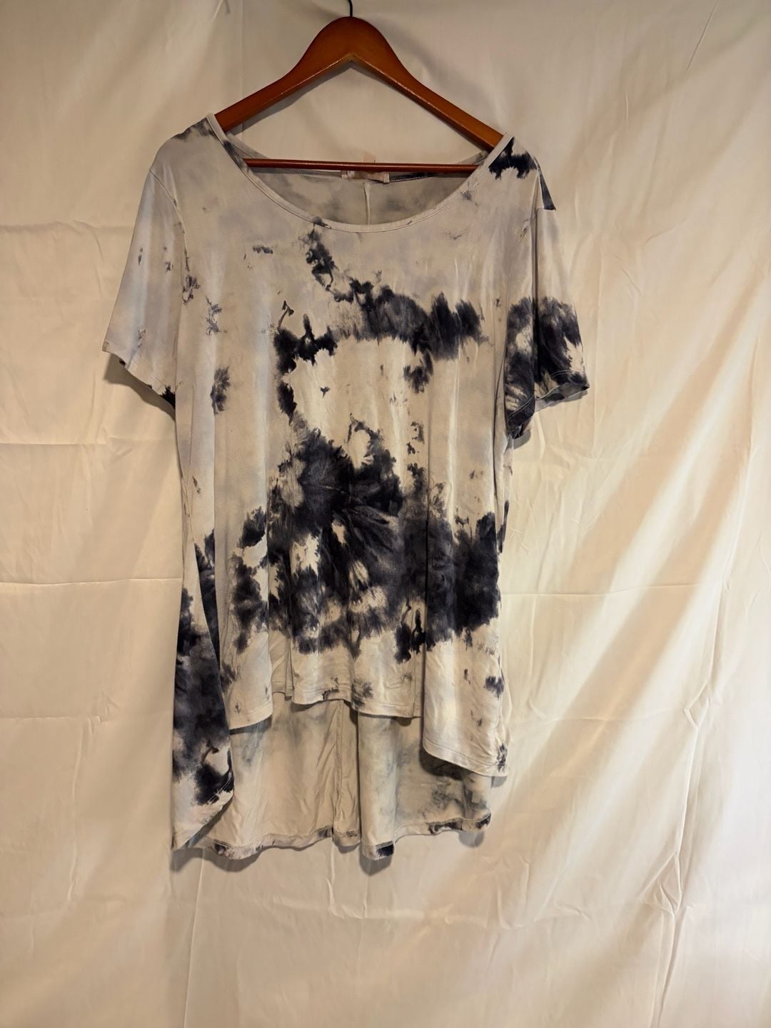 Philosophy Woman Republic Clothing Tunic Size 1X Blue Tie Dye High Low 2