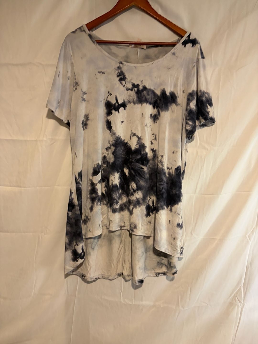 Philosophy Woman Republic Clothing Tunic Size 1X Blue Tie Dye High Low 4