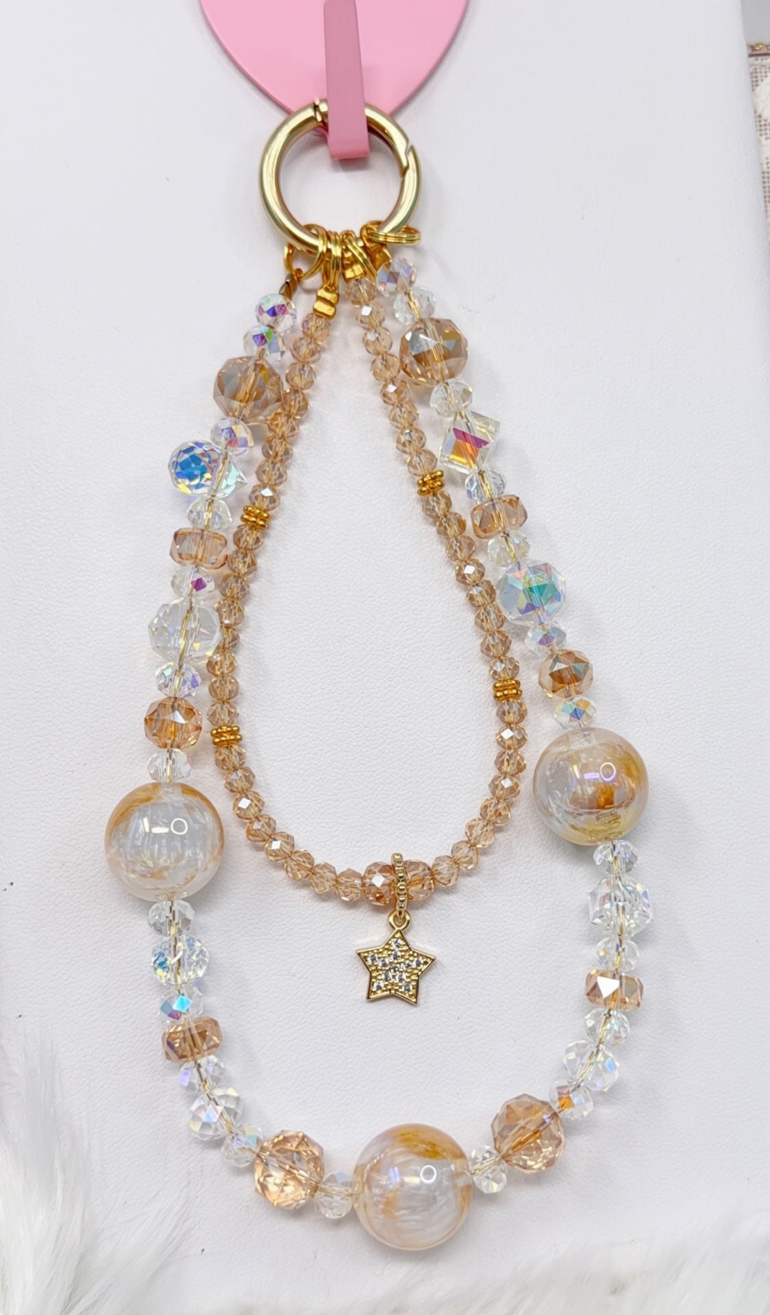6 Pieces Handmade Beaded Charm Strap witht and Moon charm 2