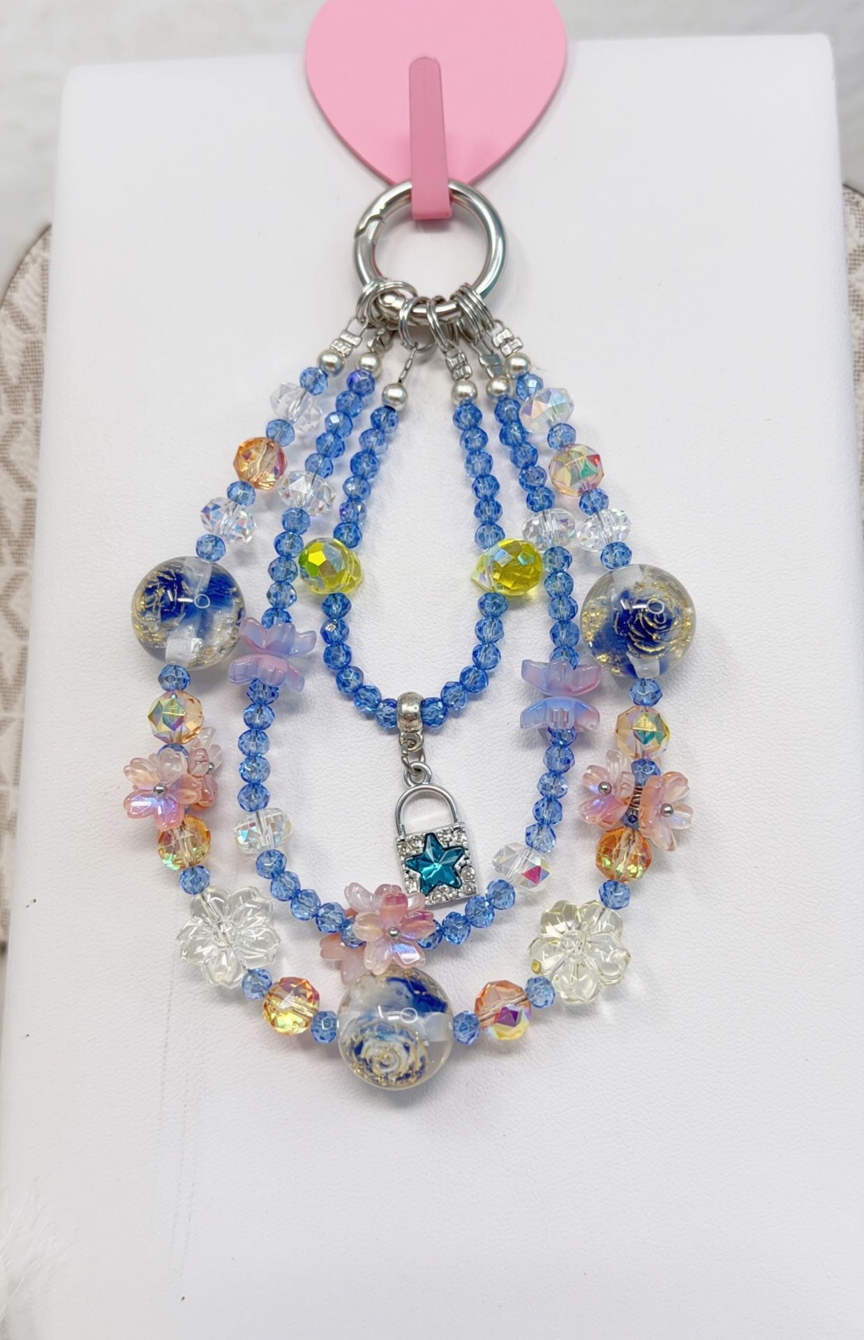6 Pieces Handmade Beaded Charm Strap witht and Moon charm 6