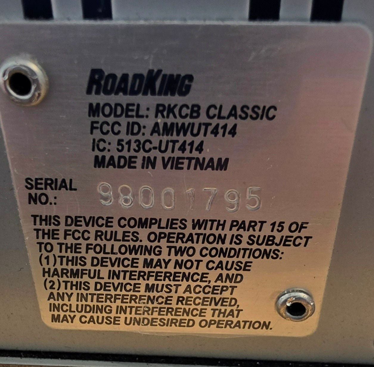 RoadKing RKCB Classic CB Radio With Microphone Not Tested 545 3