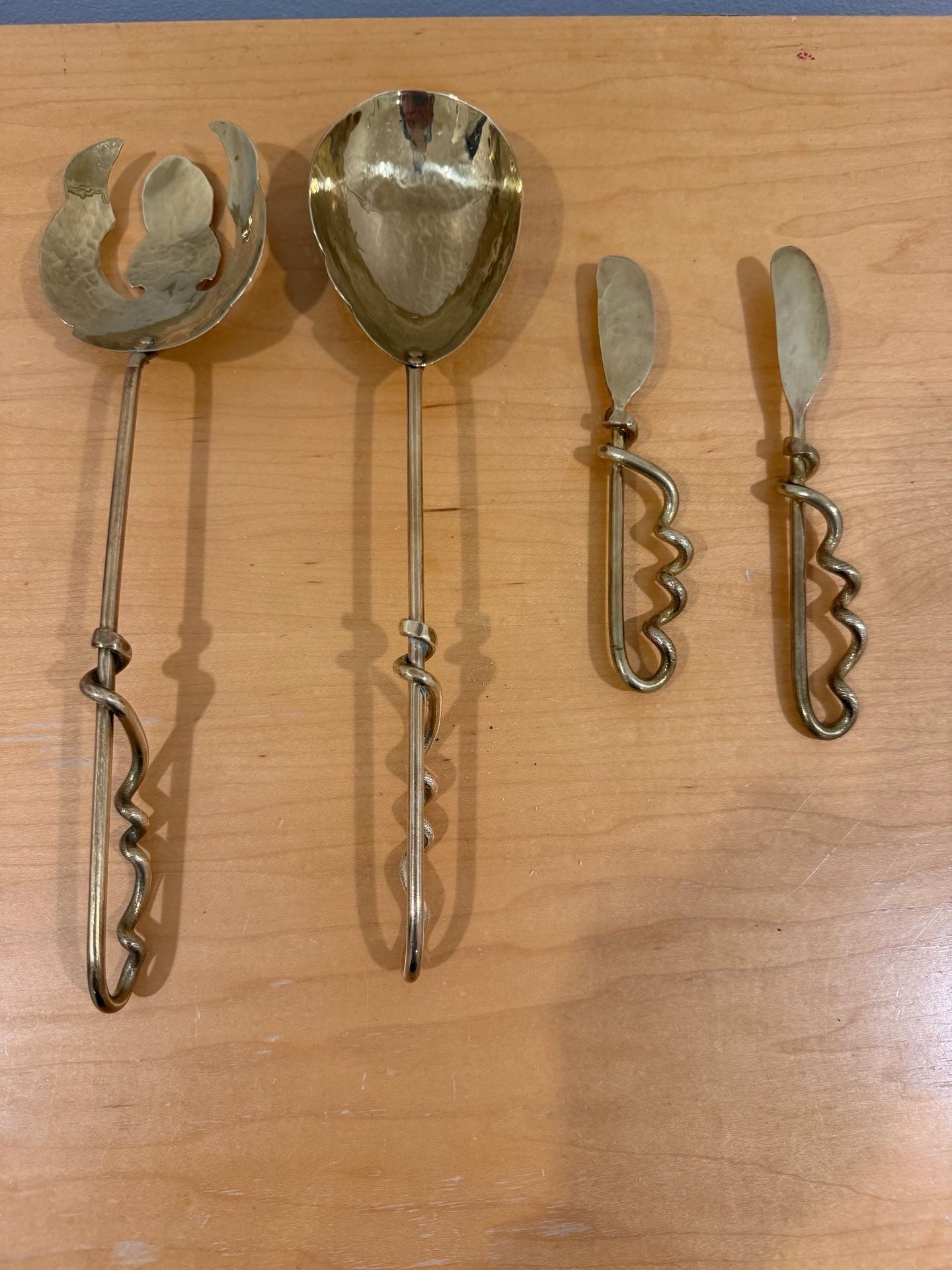 Vintage Cottage Core French Country Brass Salad Serving Set&Spreader Knives 4pcs 2