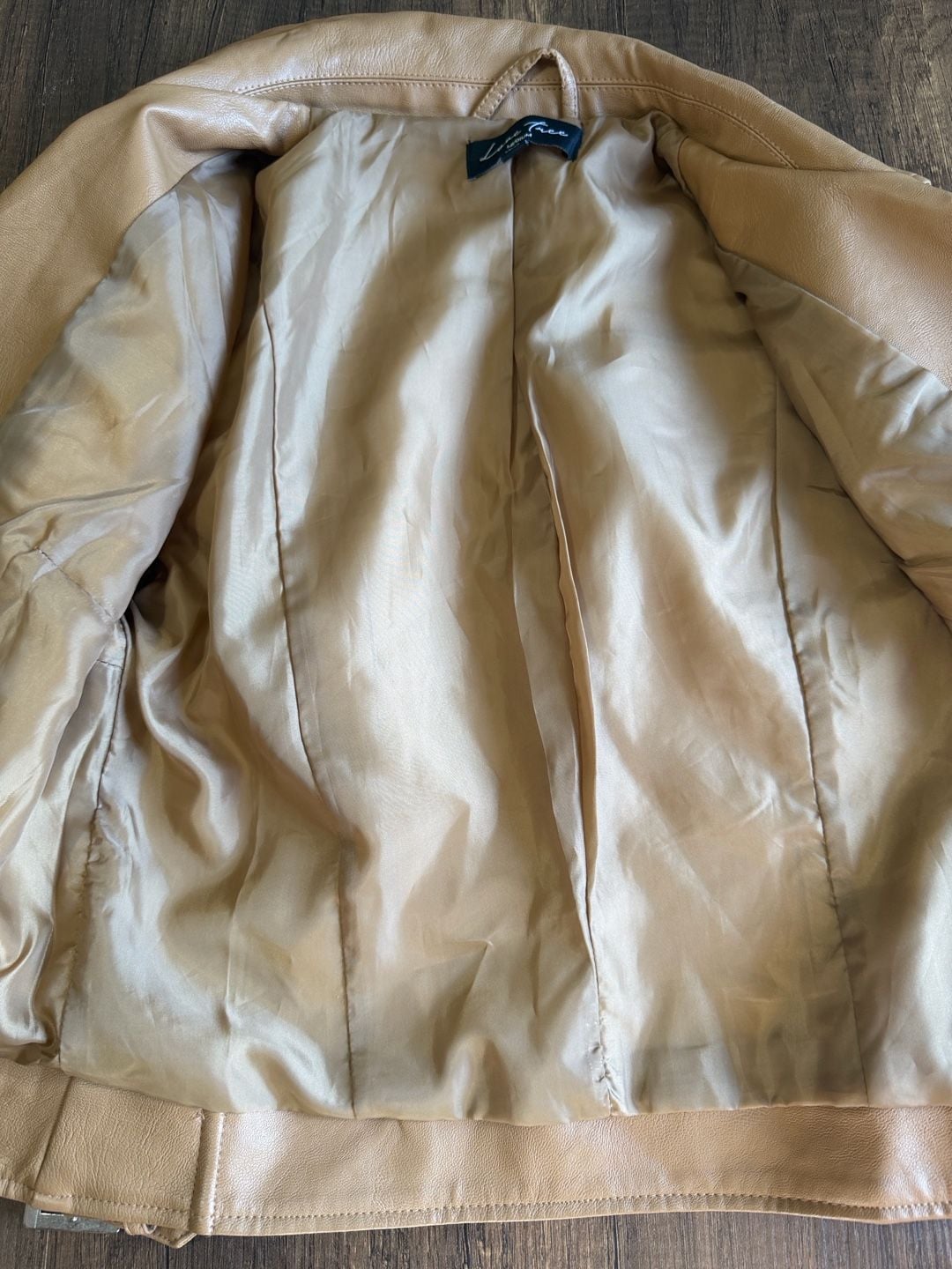 Love Tree Faux Leather Moto Jacket Size Medium Camel 9