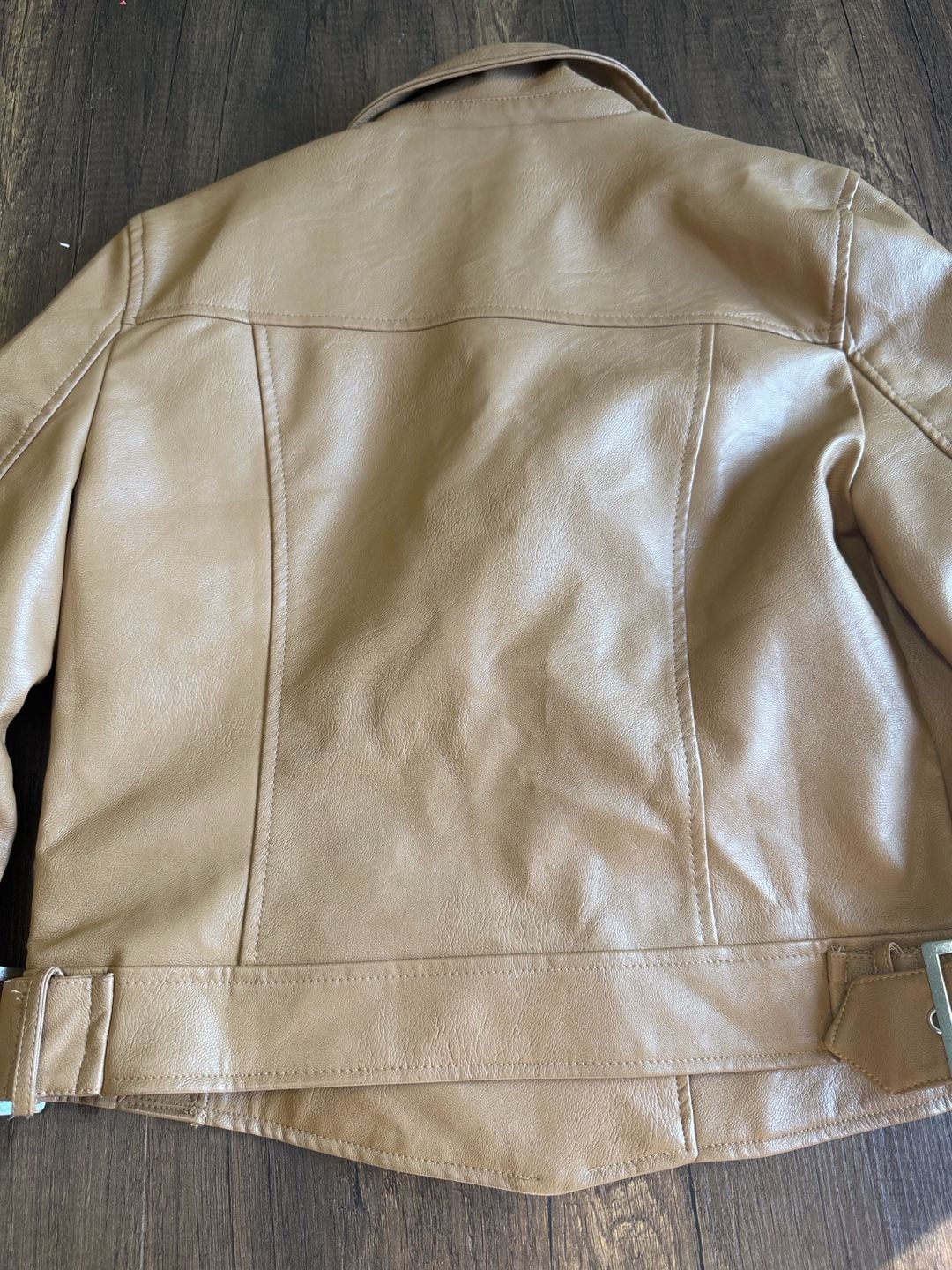 Love Tree Faux Leather Moto Jacket Size Medium Camel 12