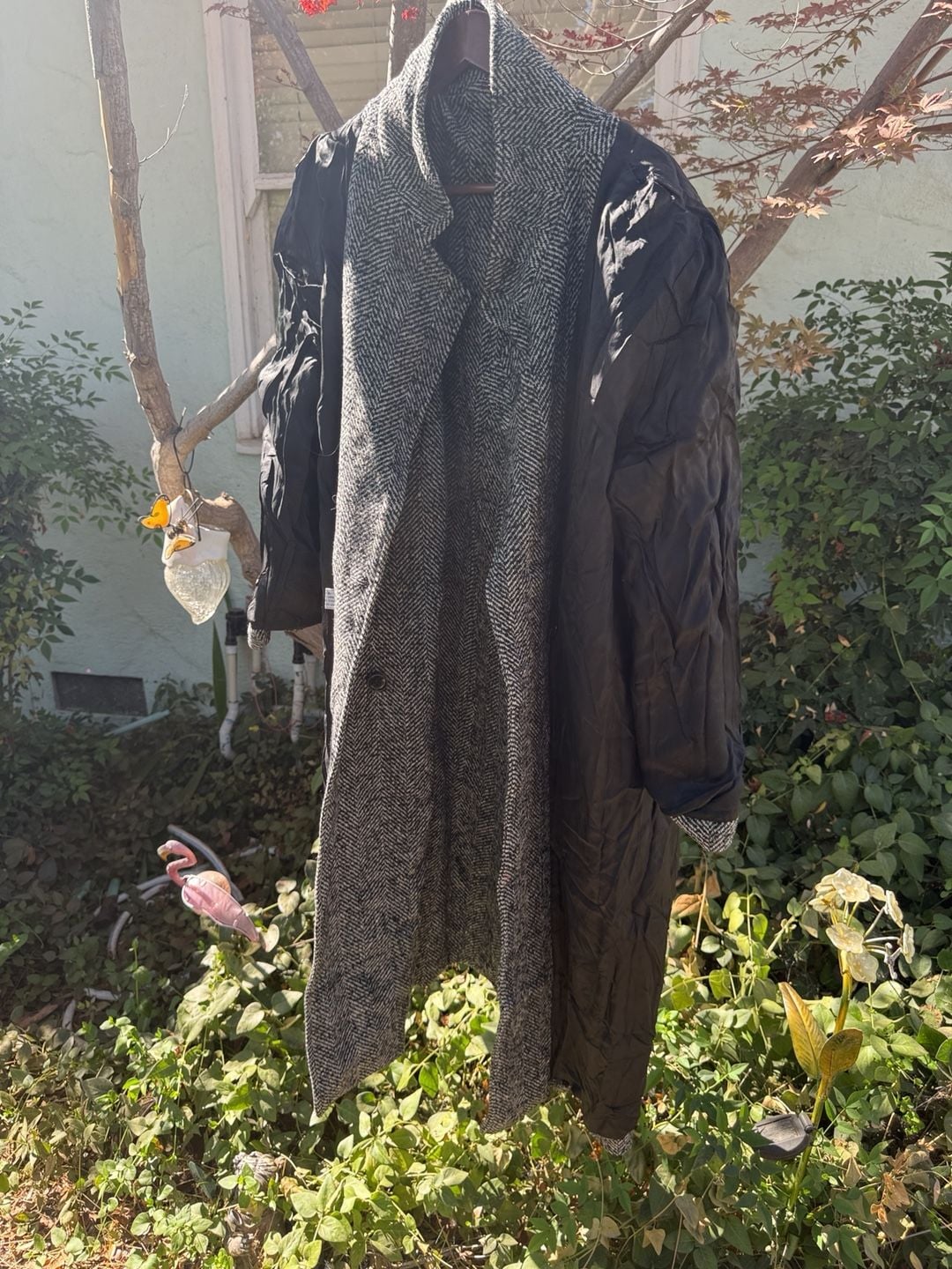 Vintage 90s Academia HerringBone Wool Long Trenchcoat 18
