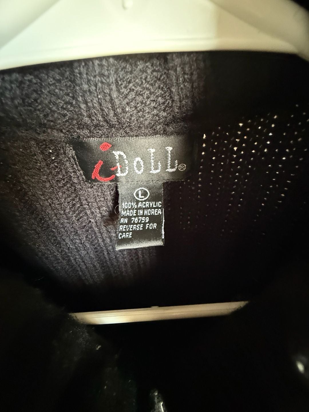 iDoll Faux Fur Y2K Vest Size L Black Full Zip Knit Collar 4