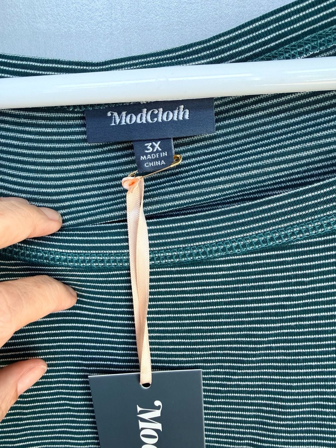 ModCloth Striped 3X Green Rayon Blend Tee Shirt Top 3