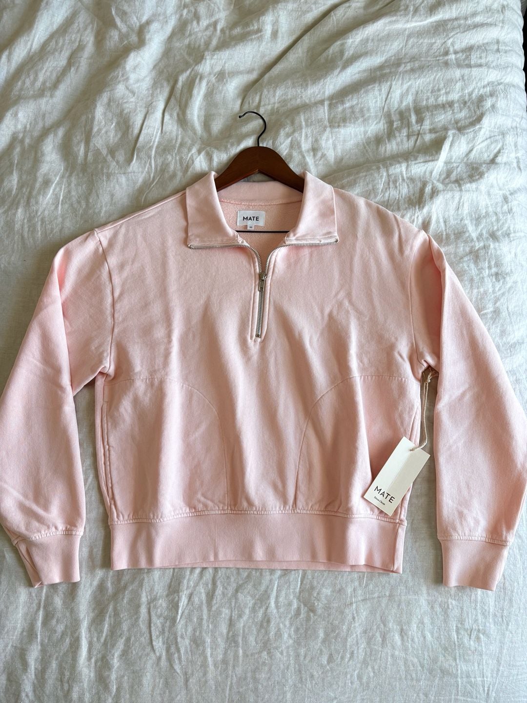 MATE Organic Fleece Quarter Zip Sweatshirt Size XS Pink 2
