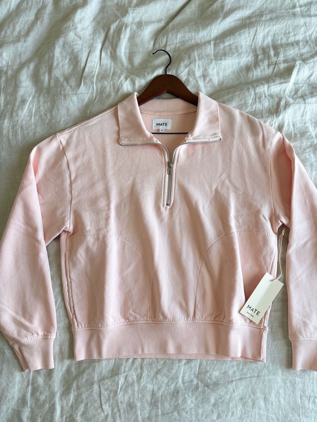 MATE Organic Fleece Quarter Zip Sweatshirt Size XS Pink 3