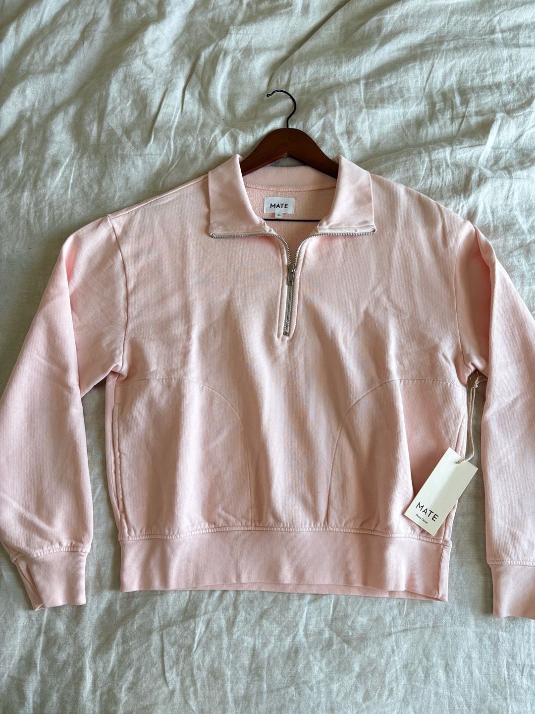 MATE Organic Fleece Quarter Zip Sweatshirt Size XS Pink 4