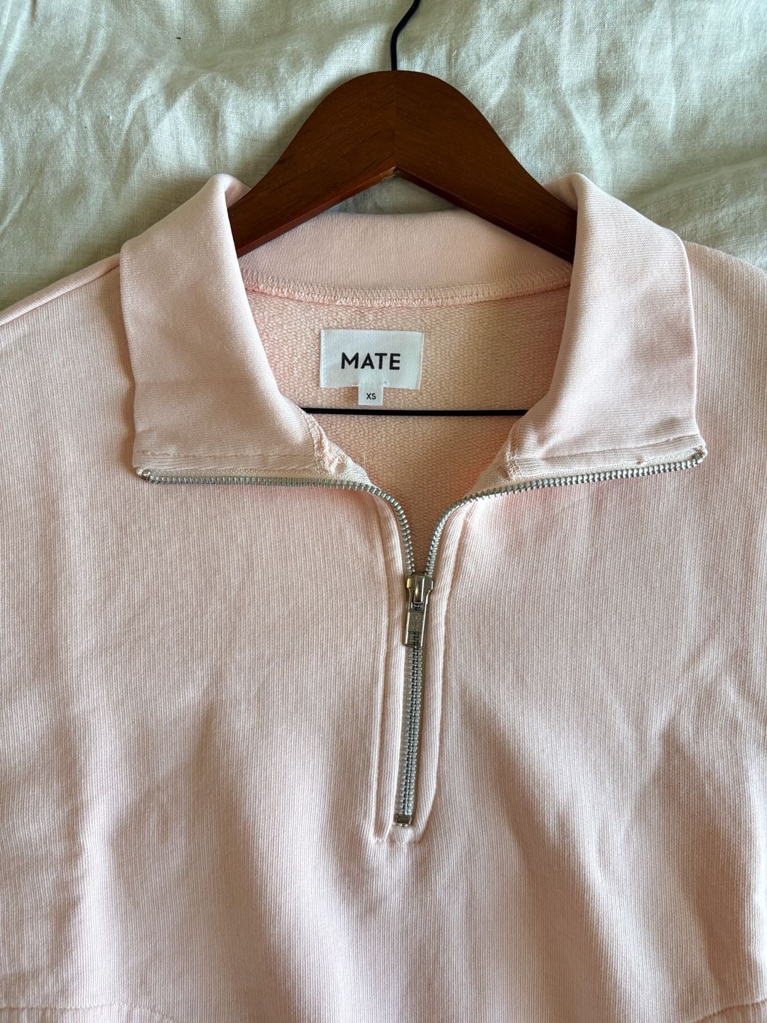 MATE Organic Fleece Quarter Zip Sweatshirt Size XS Pink 5