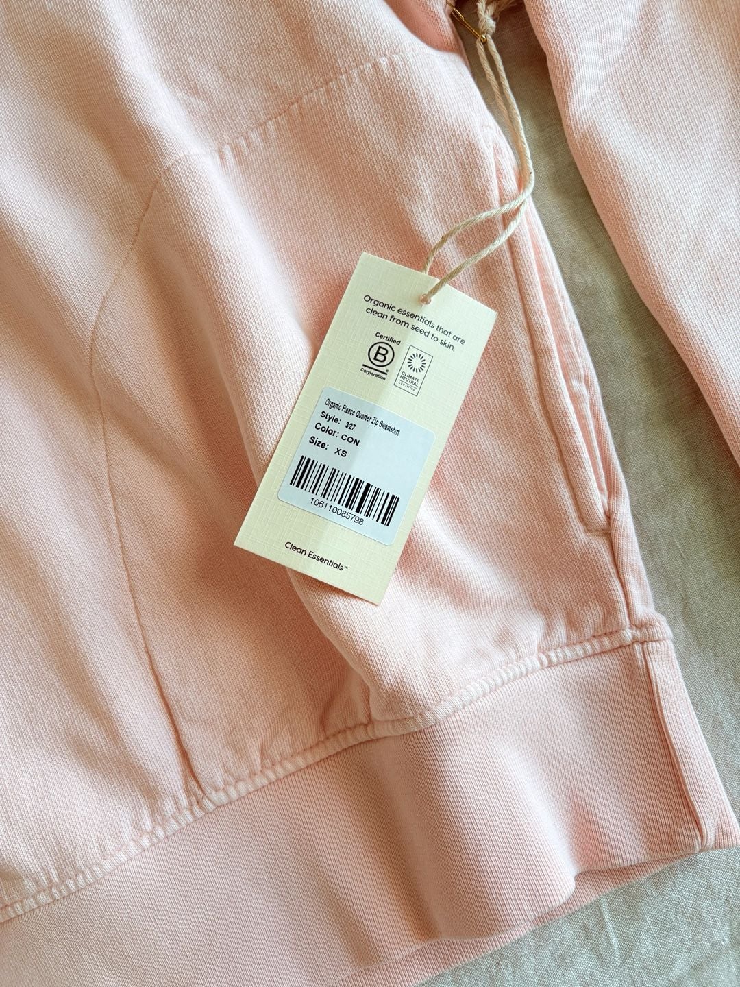 MATE Organic Fleece Quarter Zip Sweatshirt Size XS Pink 6