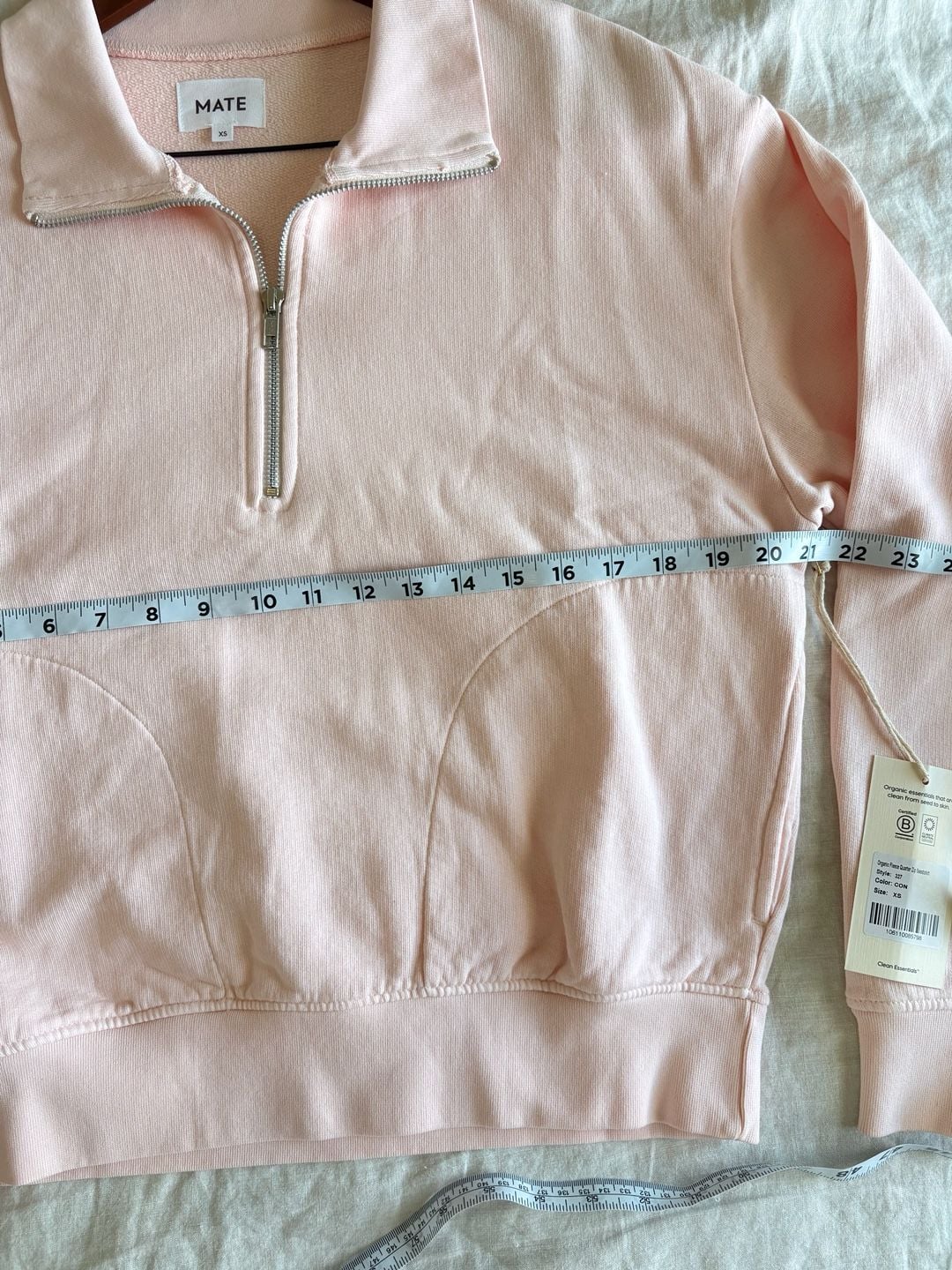 MATE Organic Fleece Quarter Zip Sweatshirt Size XS Pink 7