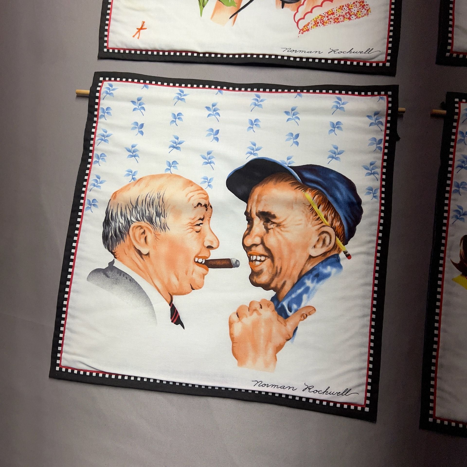 Norman Rockwell Vintage Hanging Wall Tapestry Set Of 4 Hand made From Original 3
