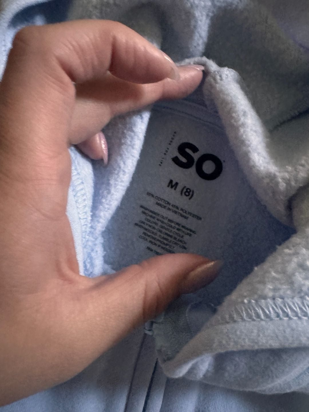 SO Full Zip Hoodie Size M (8) Light Blue Fleece Sweatshirt 4