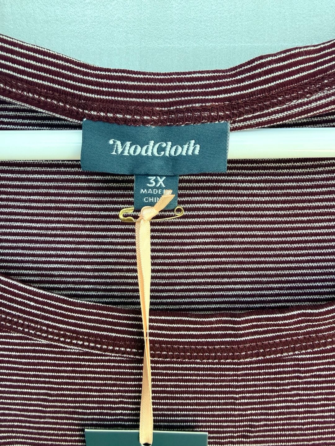 ModCloth Striped Top Size 3X Burgundy White Rayon Blend 3