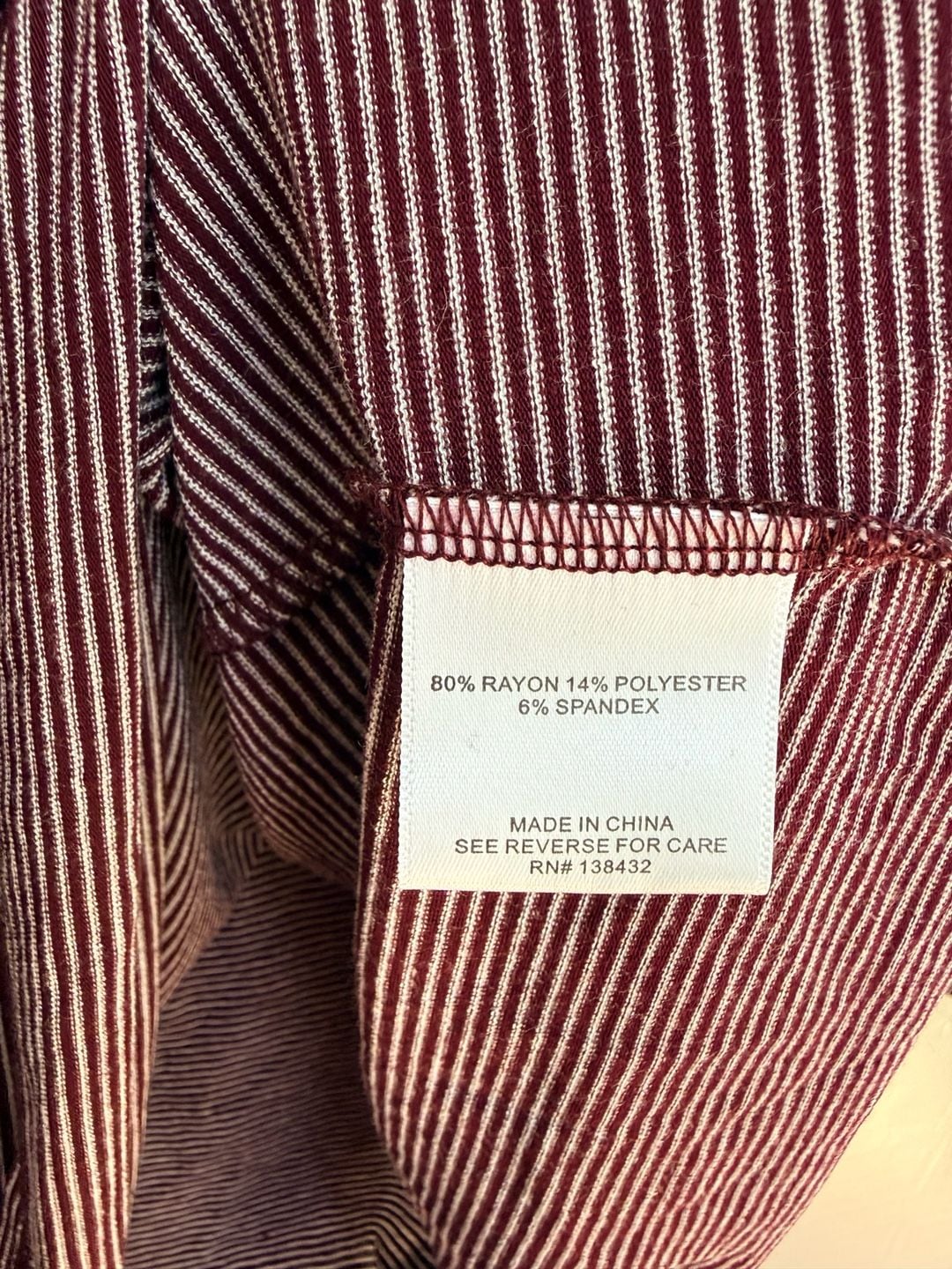 ModCloth Striped Top Size 3X Burgundy White Rayon Blend 4