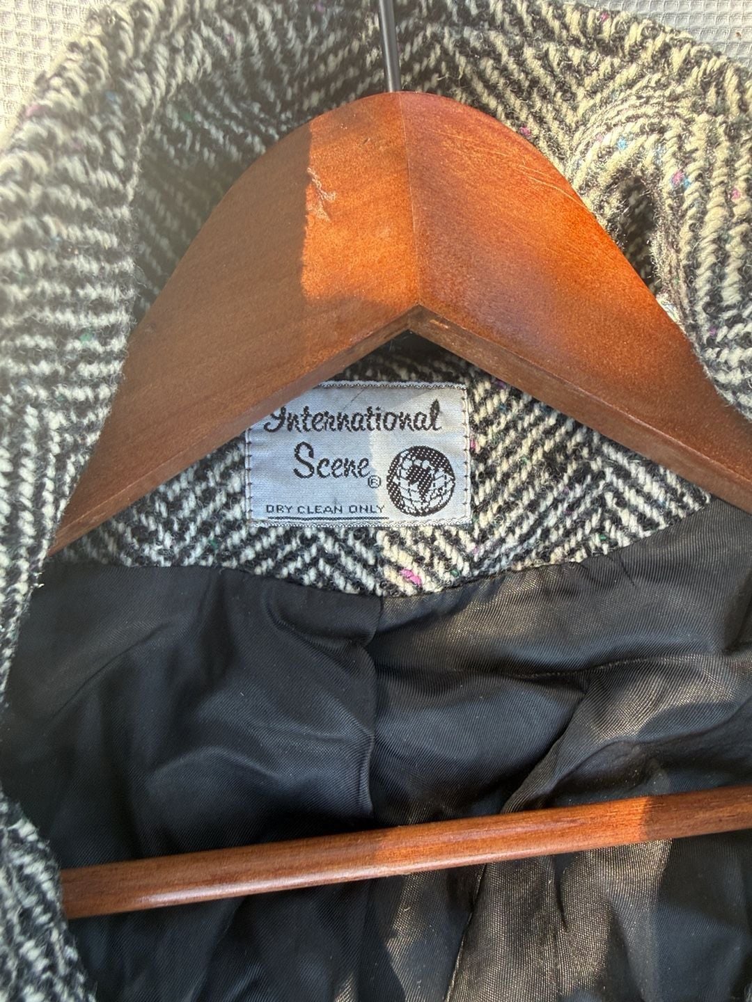 Vintage 90s Academia HerringBone Wool Long Trenchcoat 9