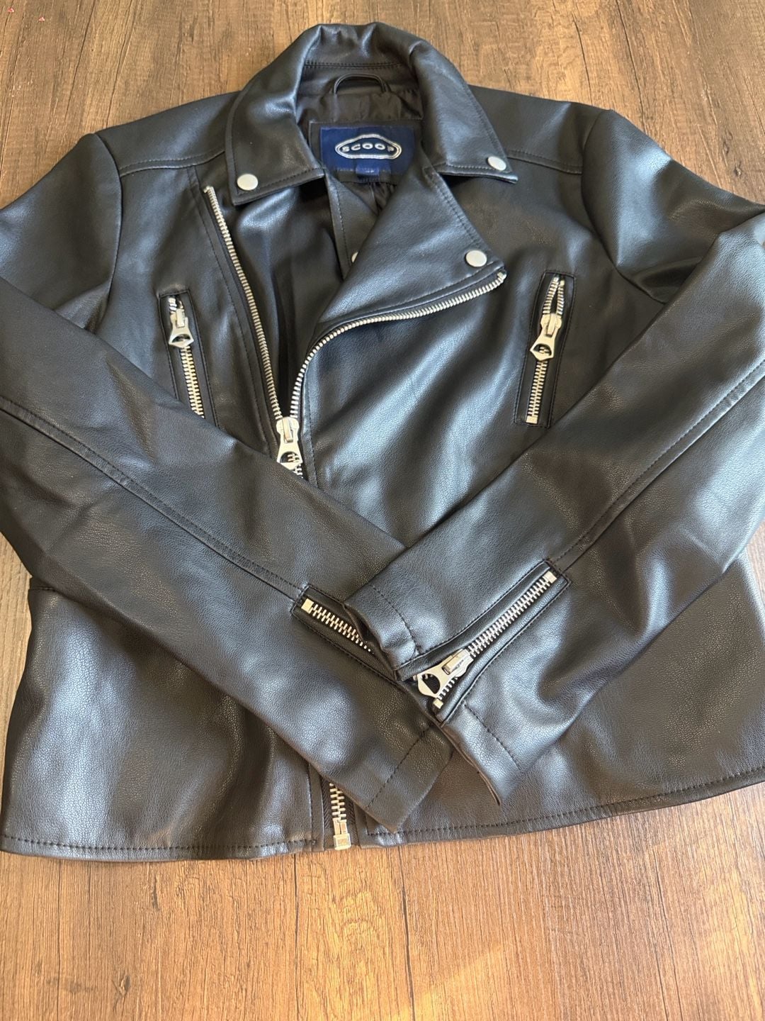 Scoop Faux Leather Moto Jacket Black 1