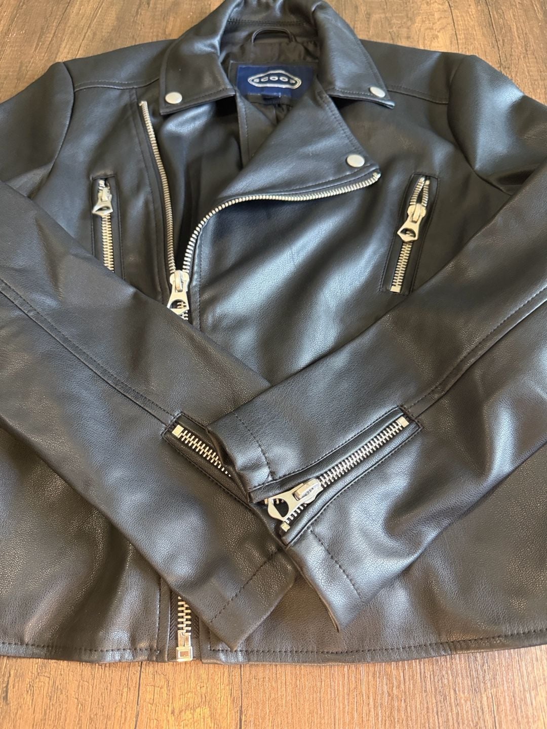 Scoop Faux Leather Moto Jacket Black 2