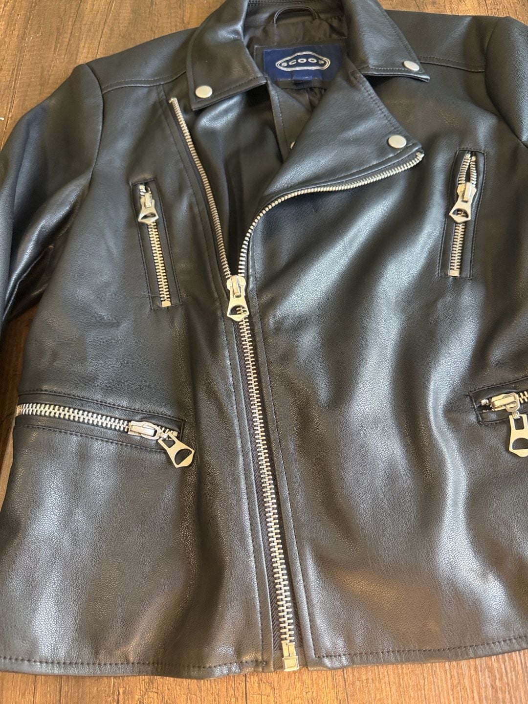 Scoop Faux Leather Moto Jacket Black 3