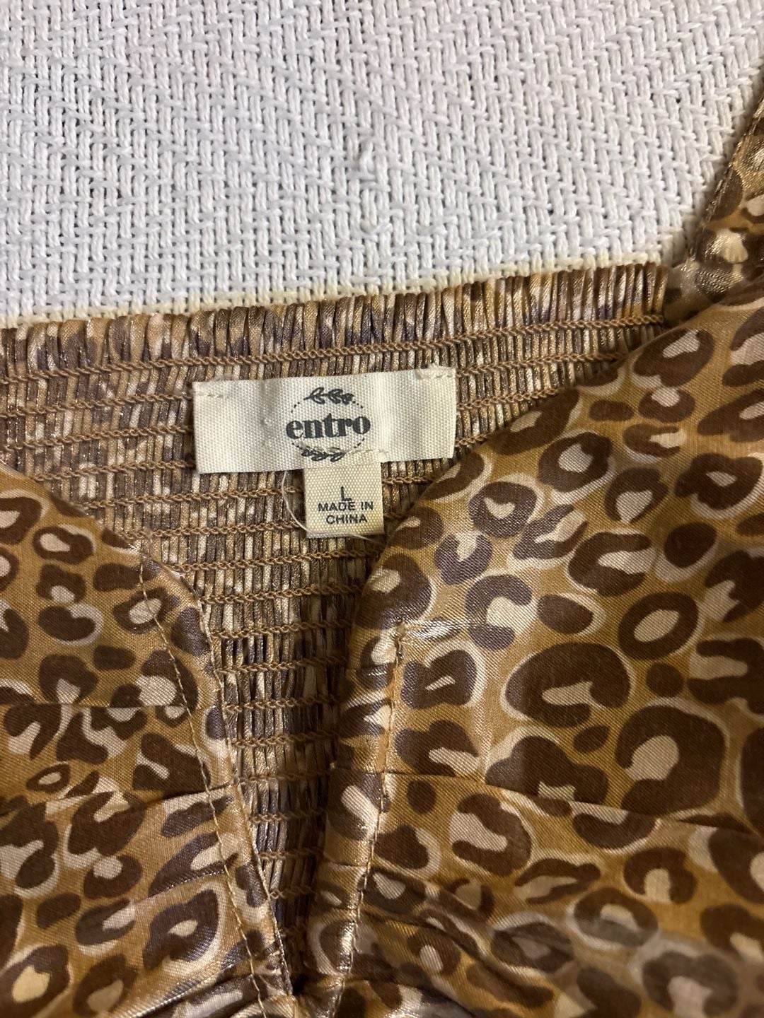 Entro Top Size L Leopard Print Metallic Long Sleeve Blouse 3