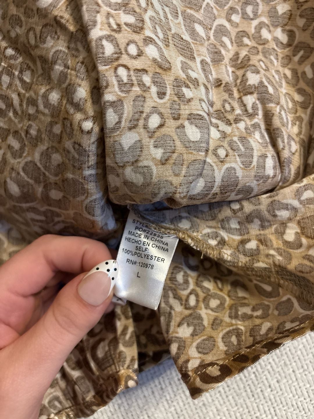 Entro Top Size L Leopard Print Metallic Long Sleeve Blouse 4