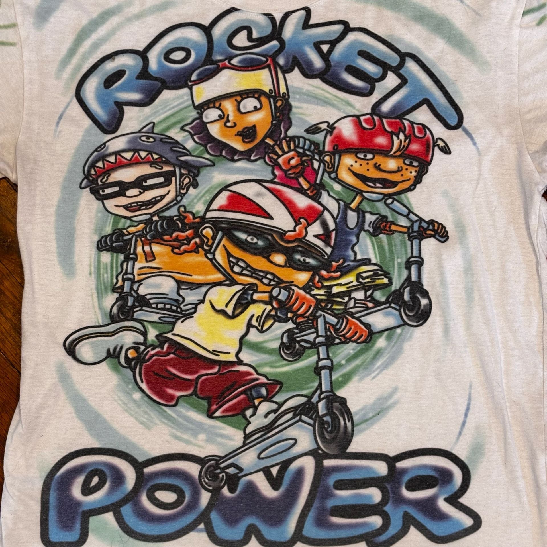 Rare Nickelodeon Rocket Power T-Shirt Size L White All Over Print 3