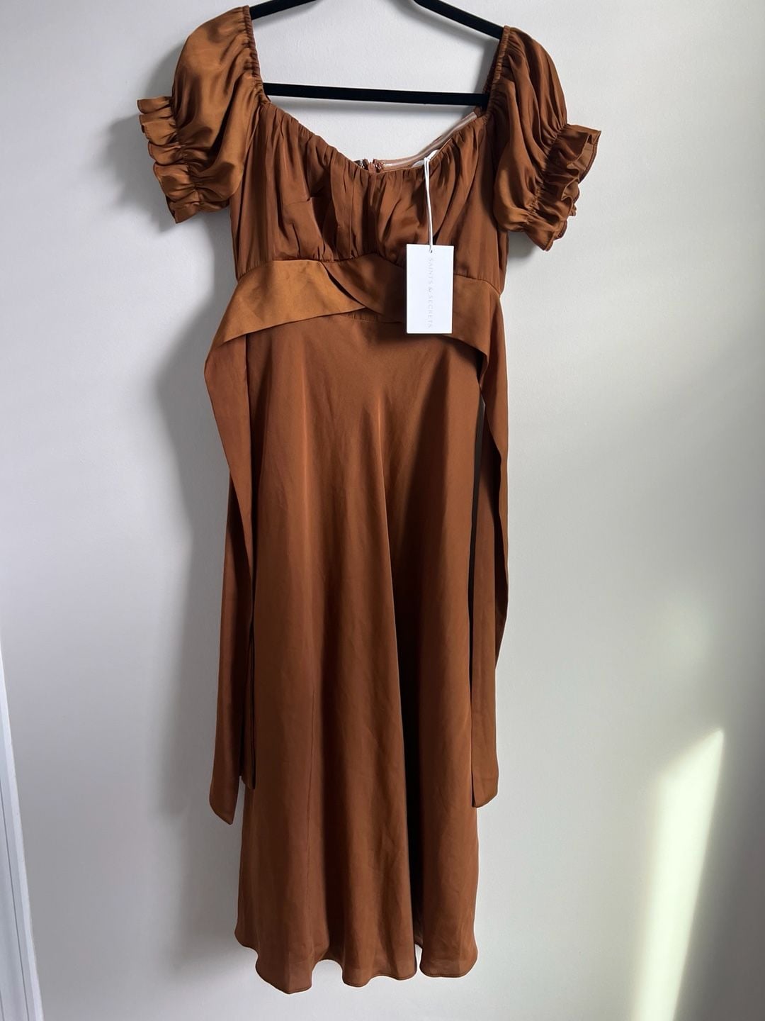 NWT Saints & Secrets Satin Midi Dress Brown 2