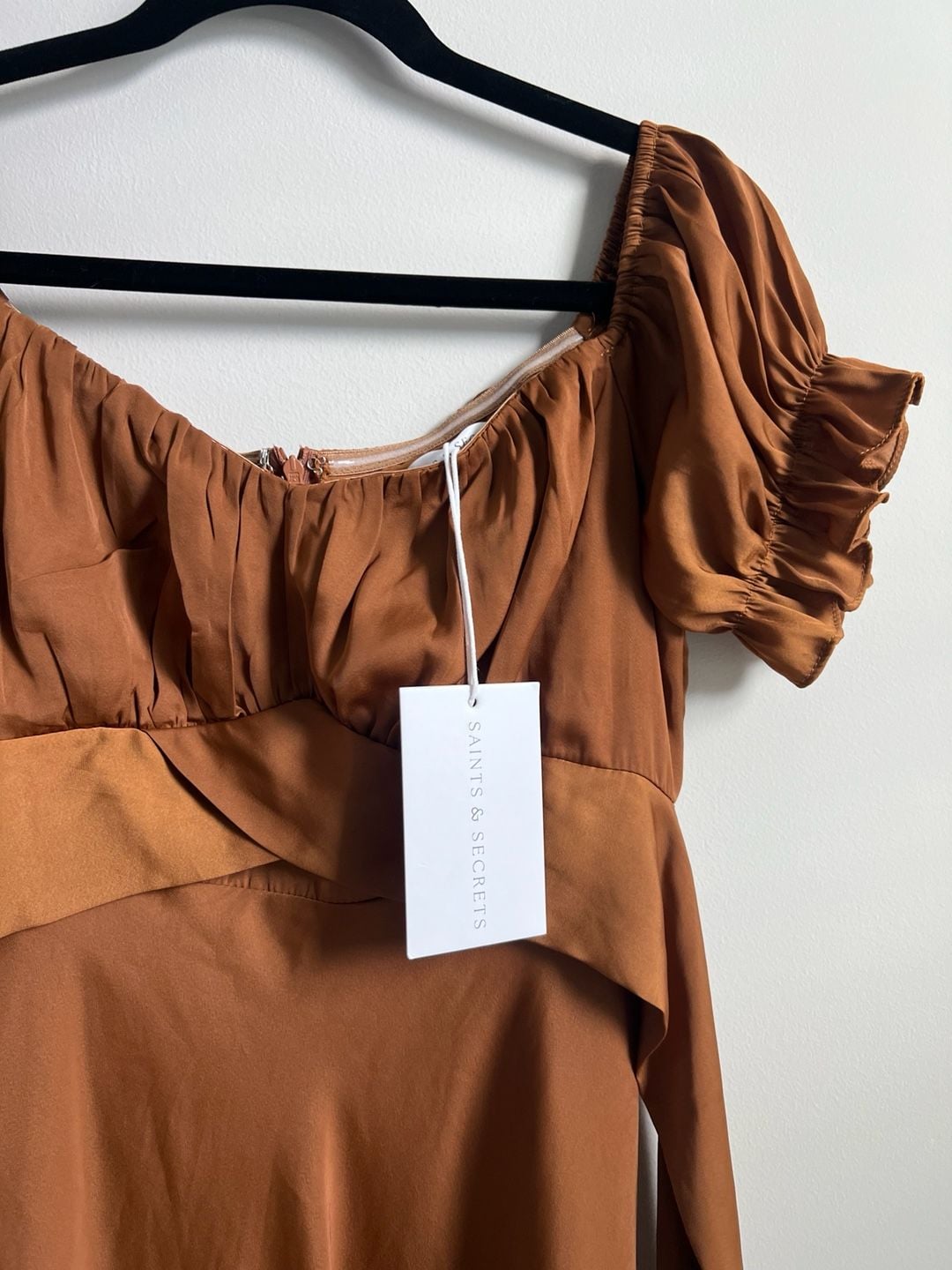 NWT Saints & Secrets Satin Midi Dress Brown 4