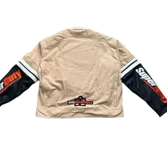 Icon Super Duty Motorcycle Jacket XL Tan Black Leather Removable Liner 4