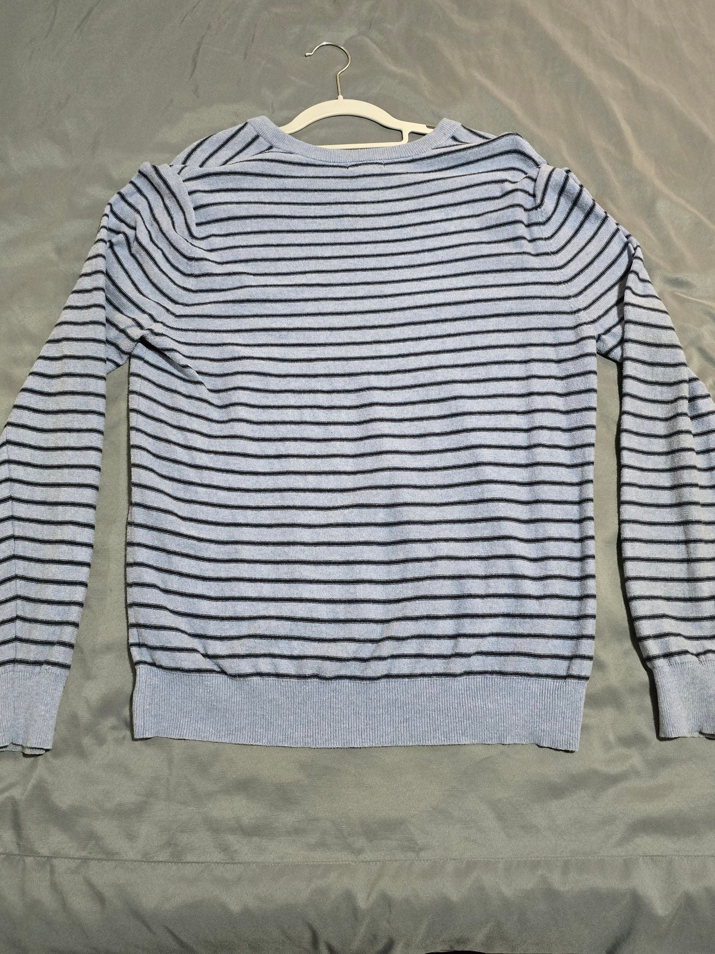 Merona Striped V-Neck Sweater Size M Blue Black 3