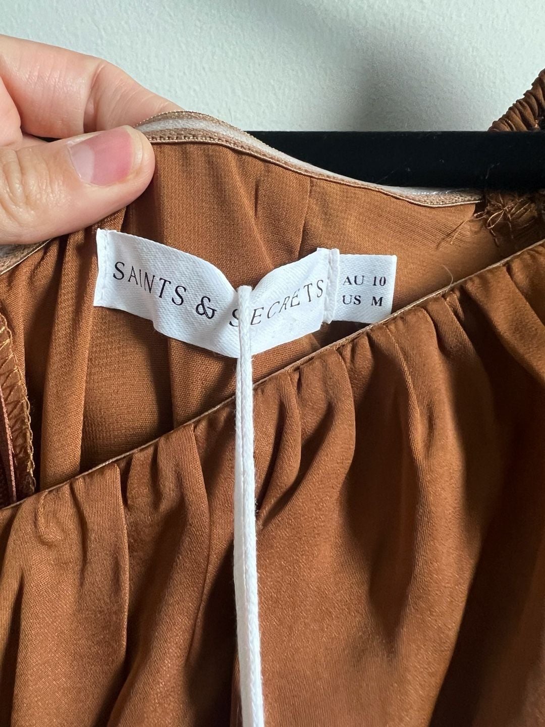 NWT Saints & Secrets Satin Midi Dress Brown 5