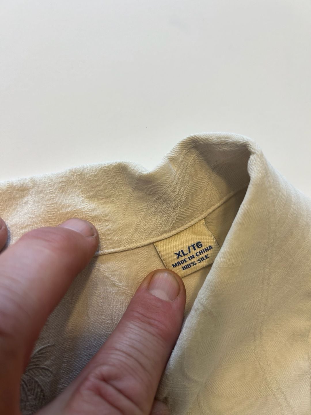 Tommy Bahama Silk Camp Shirt Beige Tropical Leaf XL 4
