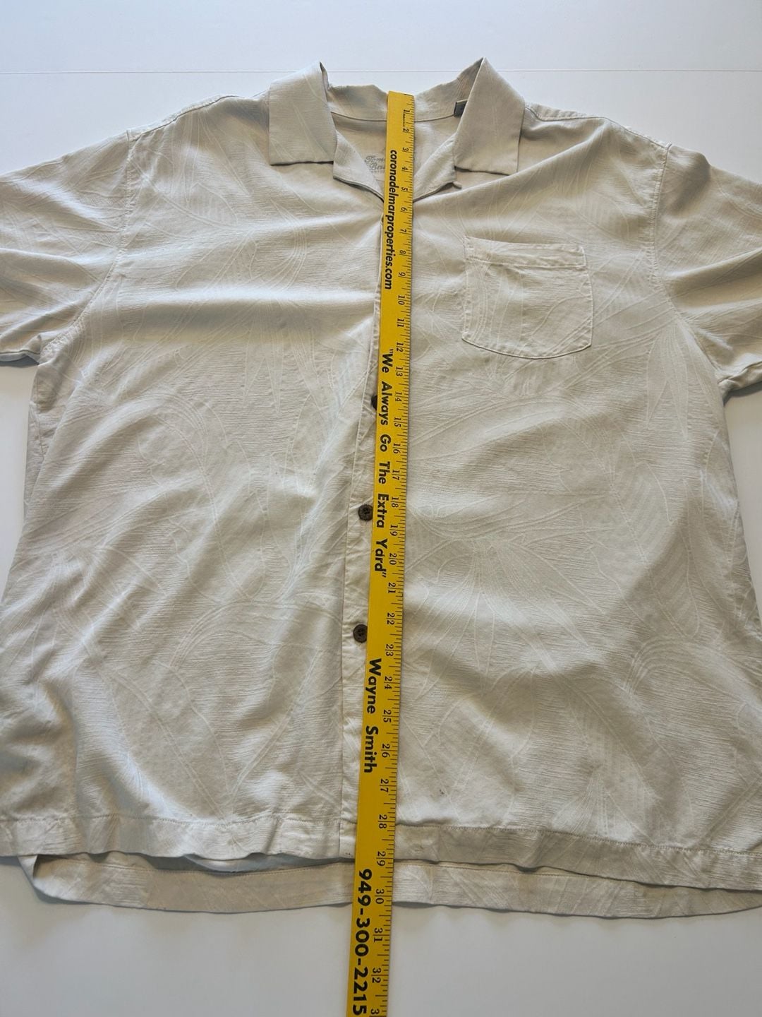 Tommy Bahama Silk Camp Shirt Beige Tropical Leaf XL 7