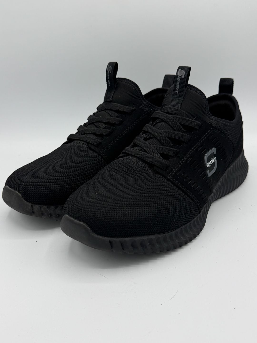 S Sport by Skechers Men’s Size 7 Black Mesh Athletic Sneakers Memory Foam Shoes 2