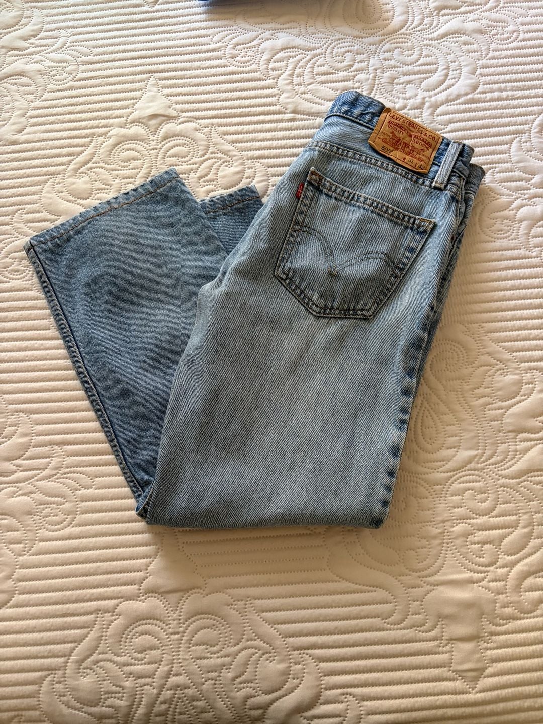Levi's 505 Straight Fit Jeans Size Light Wash Denim 5