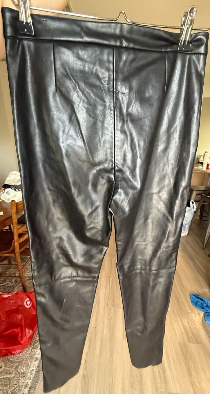 Zara Faux Leather Pants Size S Black 4