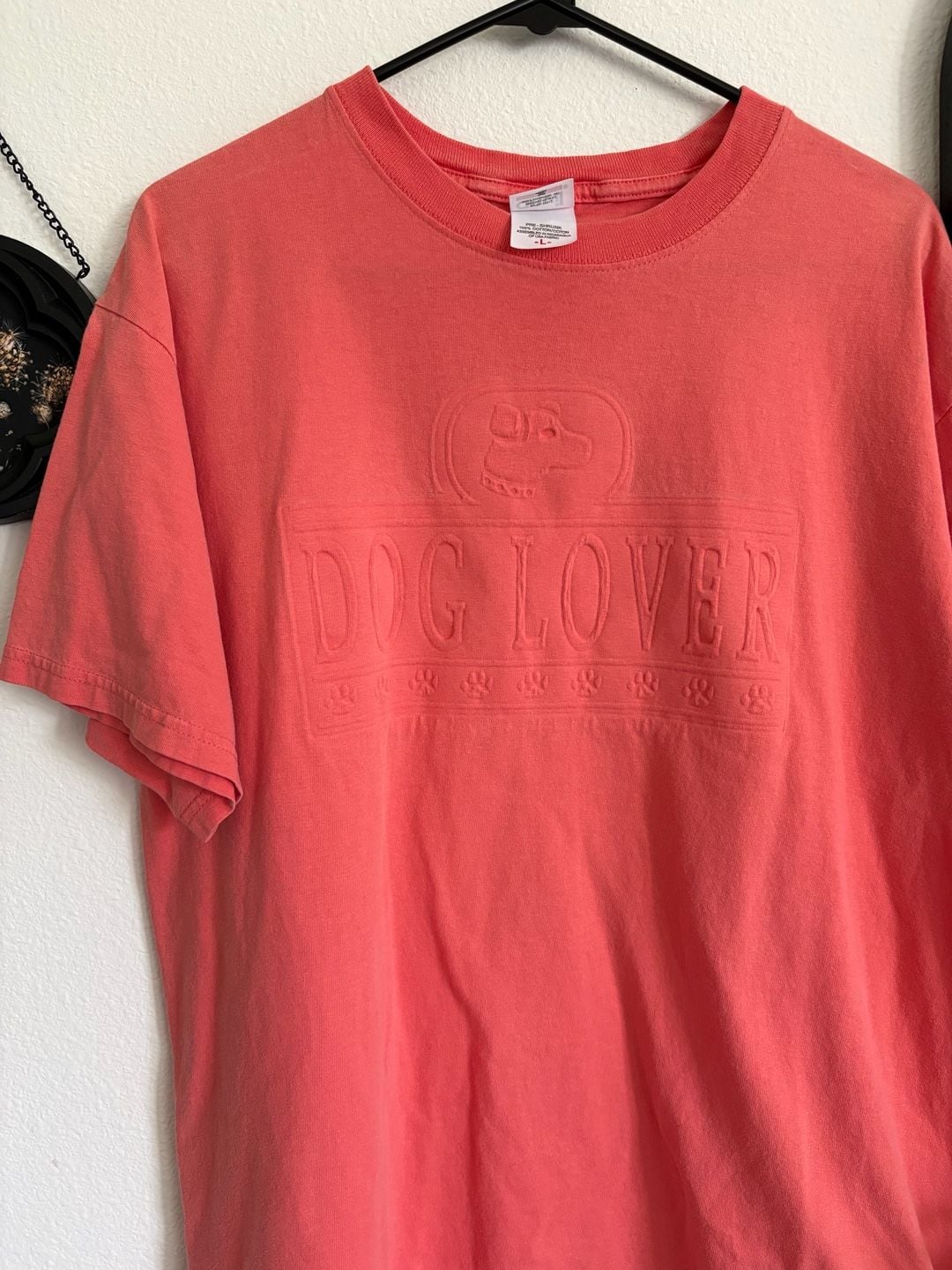 Anvil Dog Lover T-Shirt Size L Salmon Pink Graphic Tee 3