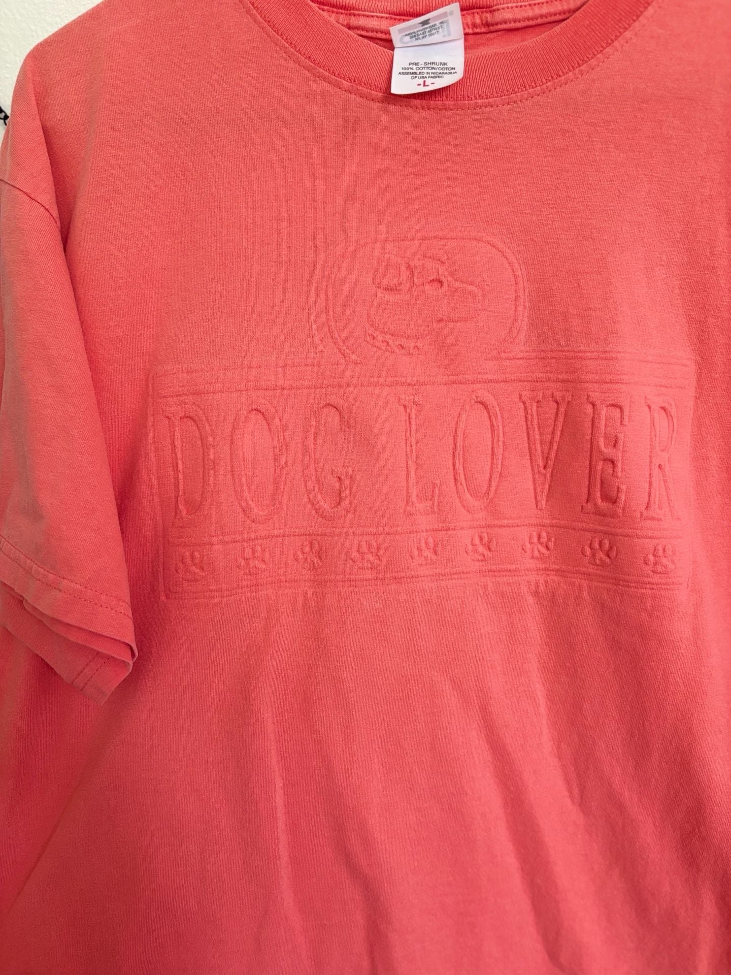 Anvil Dog Lover T-Shirt Size L Salmon Pink Graphic Tee 4